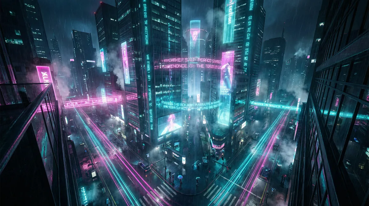 归途如虹演员表 竖屏短剧平台首页背景 - 赛博朋克都市夜景
